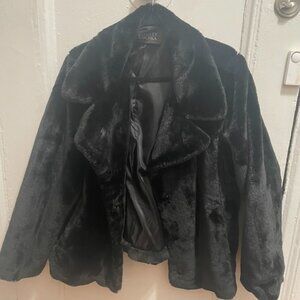 Badgley Mischka Women's Black Faux Fur Coat Stunning Size XL